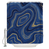 Round marbling Abstract blue background Waterproof Durable Shower Curtain - LeobonZone
