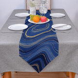 Round marbling Abstract blue background Table Runner Place Mats Sharp Angle - LeobonZone