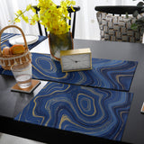 Round marbling Abstract blue background Table Flag And Table Mat Suit - LeobonZone