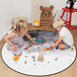 Black Marble light color pattern stone Circular Felt Rugs - LeobonZone