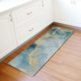 Blue Marble light color pattern stone Leather Doormat - LeobonZone