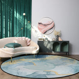 Blue Marble light color pattern stone Circular Felt Rugs - LeobonZone