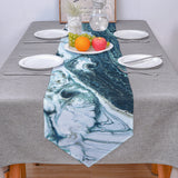 Green Marble fluid gradient texture Table Runner Place Mats Sharp Angle - LeobonZone