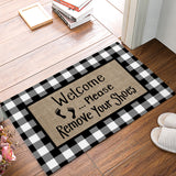 Character black and white gray plaid background Non-Slip Waterproof  Doormat - LeobonZone